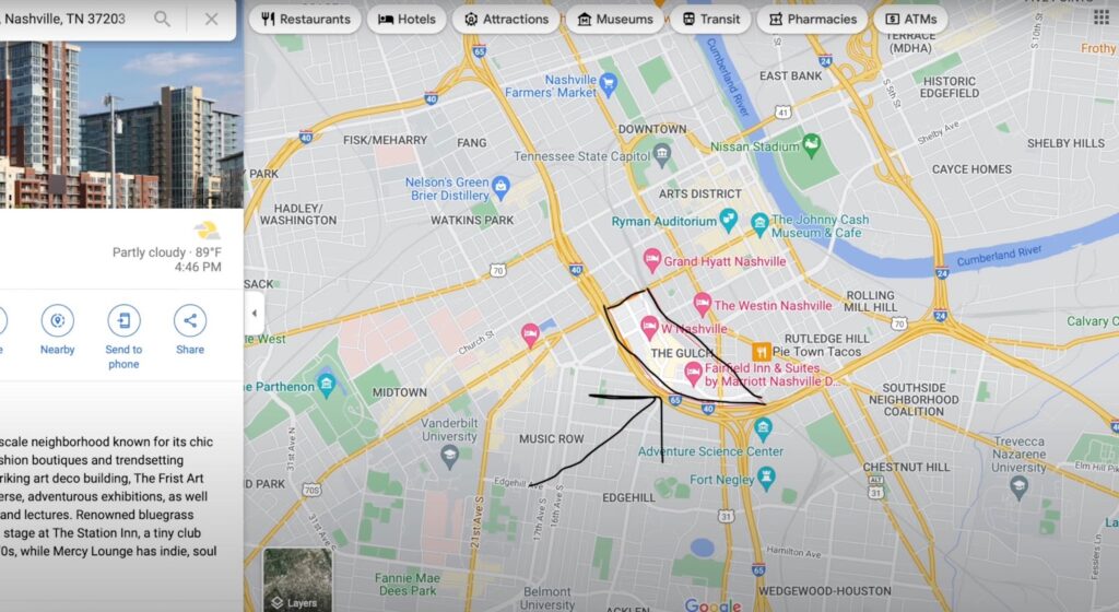 Online map indicating the location of construction